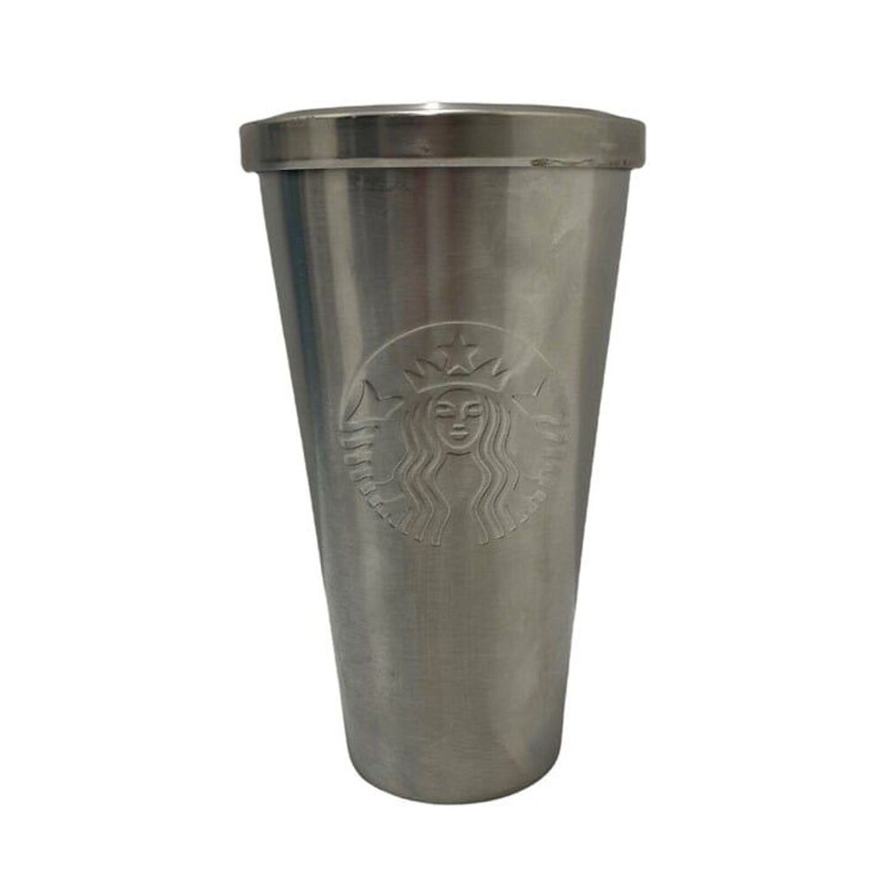 2014 Starbucks Stainless Steel Tumbler Grande 16oz Metal Gray No Straw Travel